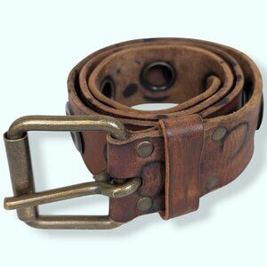 Vintage Leather Grommet Belt